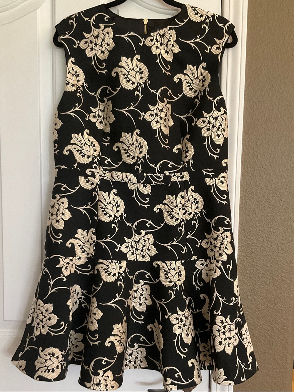 Ted Baker London Ornate Paisley Black & Cream Floral Fit-and-Flare Dress